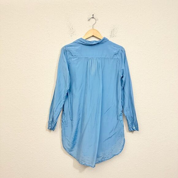 CP SHADES Teton Tunic Top Light Blue Long Sleeve Cotton Silk Blend - Picture 2 of 12